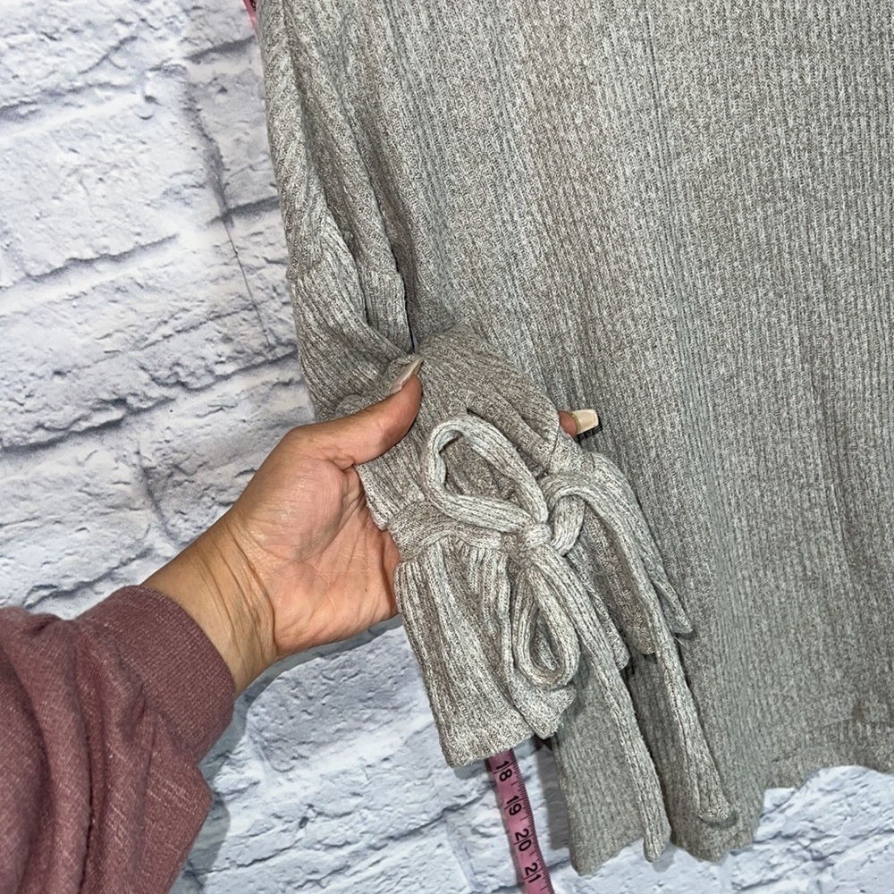 Lucky Brand women's fashion knit tie sleeve rib pullover top - Picture 9 of 14
